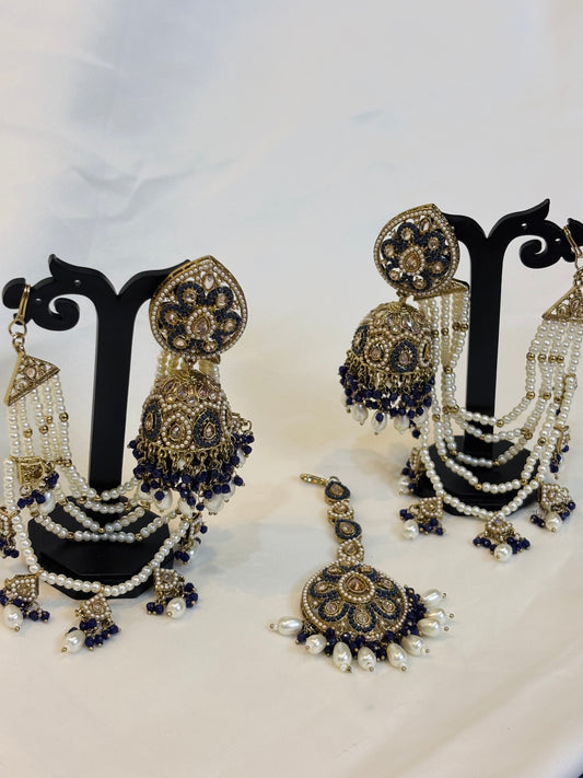 Royal Blue Kundan Pearl Bridal Set-E4