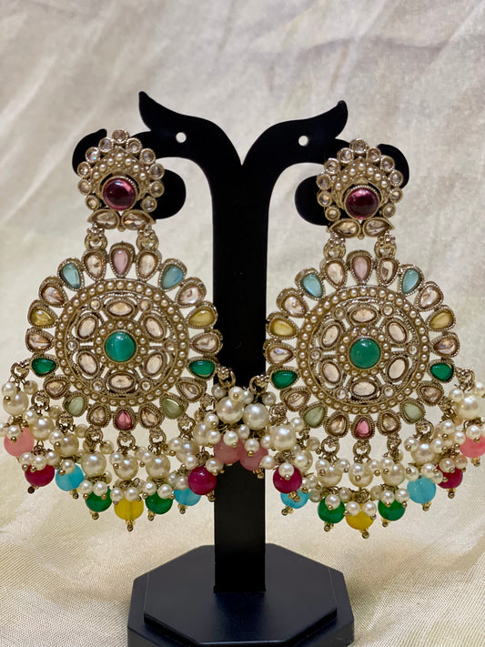 Kundan Chandbali earrings-E002(02)