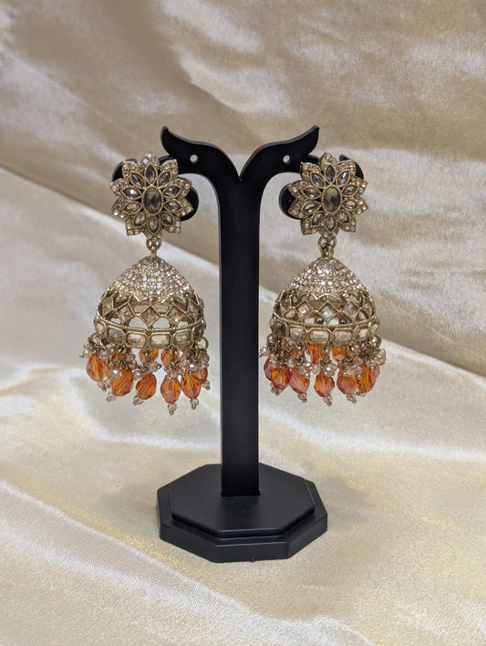 Royal orange jhumkas - E008