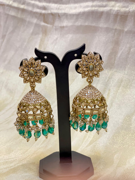Emerald Glow Jhumkas-E008(01)