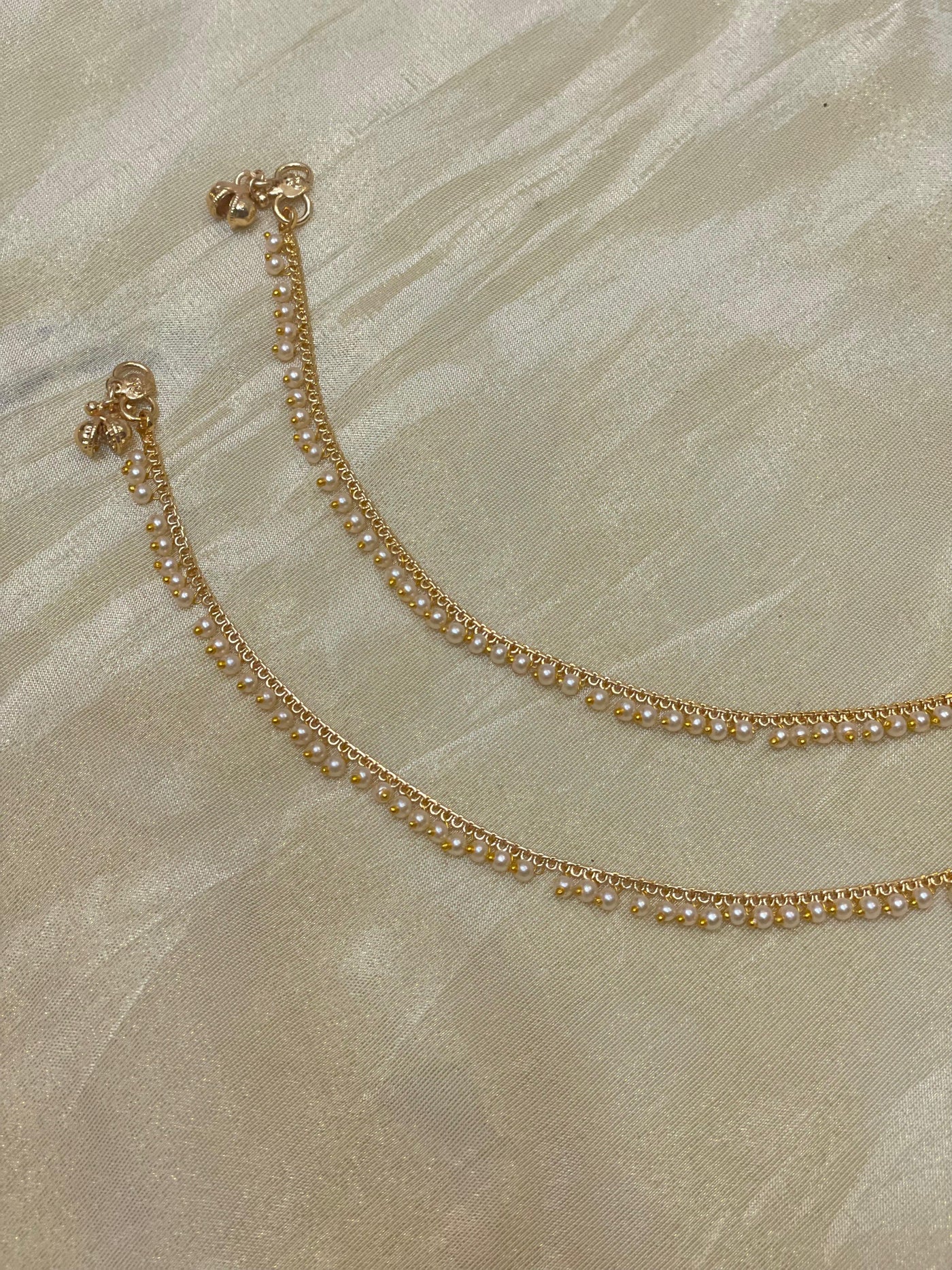 Pearl Drop Minimal Gold-Plated Anklets -A003