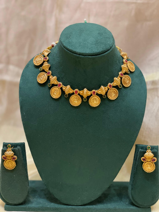 Lakshmi Temple Coin Necklace Set-CH007(01)