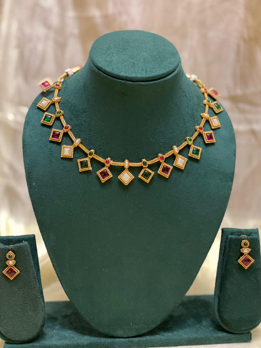 Regal Mosaic Necklace Set-N015(01)