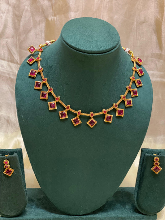 Ruby Radiance Necklace Set-N015(02)