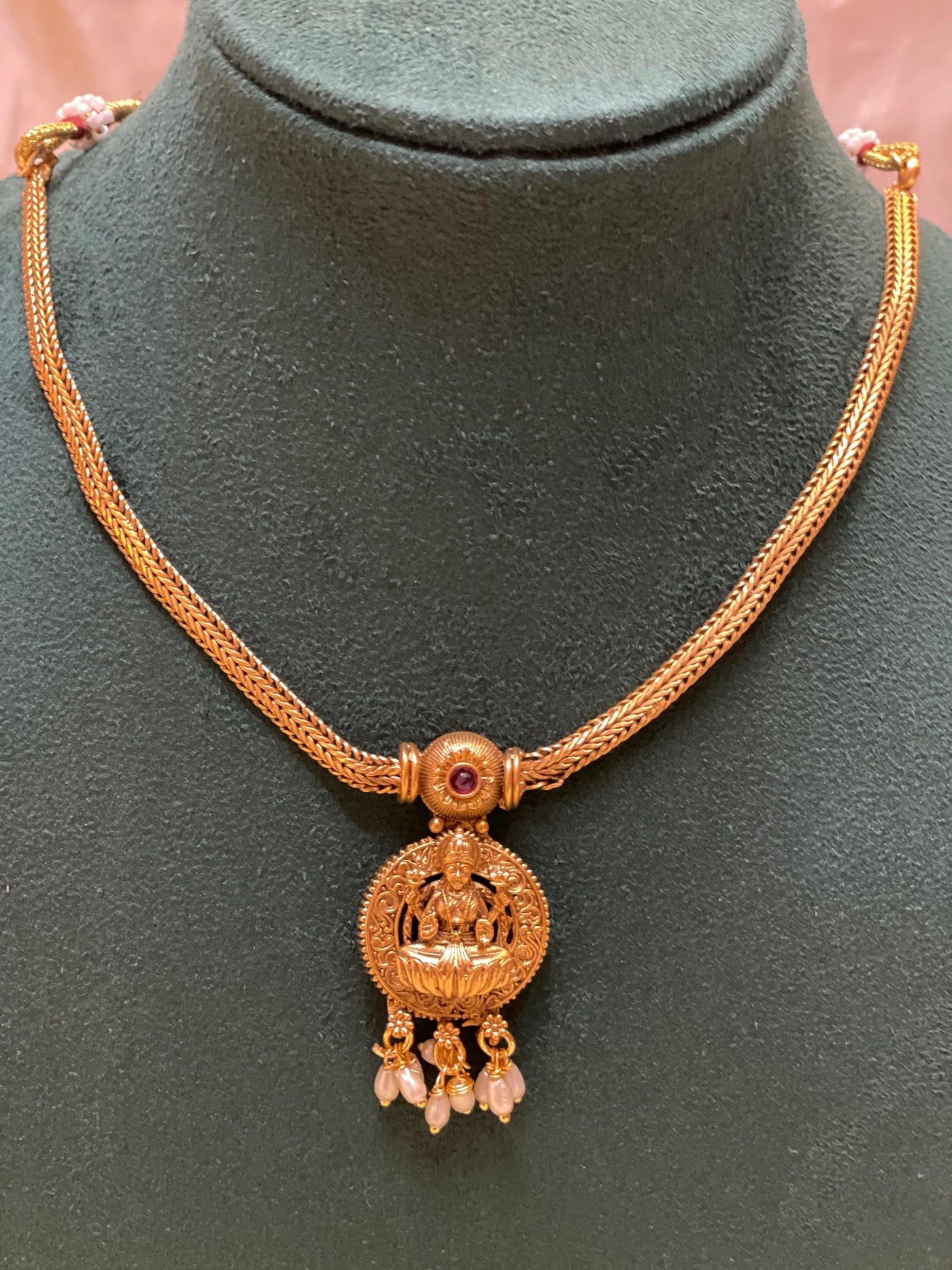 Ruby Temple Pendant Necklace Set-N013(02)