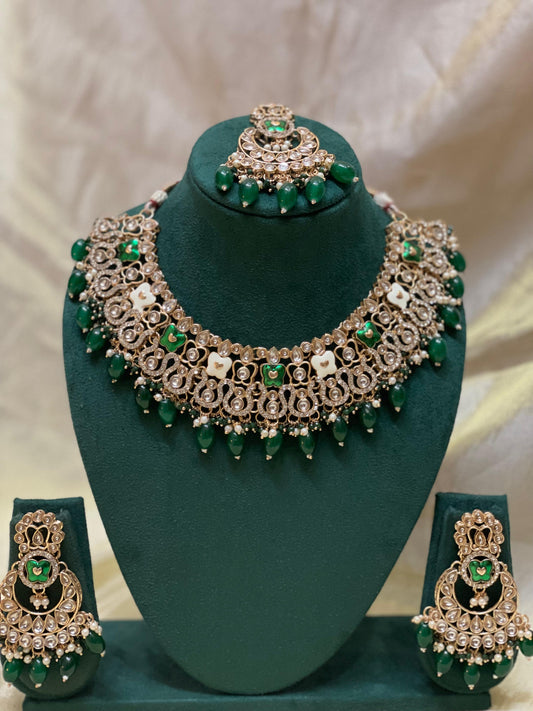 Green Kundan Bridal Set-BR004(02)