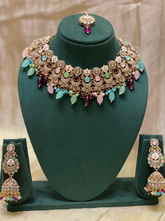 Pastel Royalty Kundan Choker Set-BR006(01)
