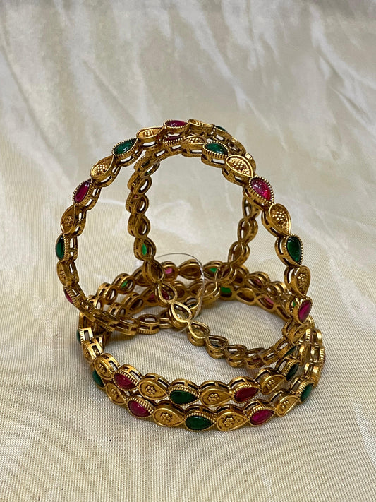 Temple-Inspired Meenakari Bangles-B023