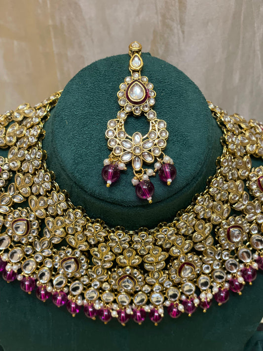 Majestic Magenta Polki Choker Set-BR007(03)