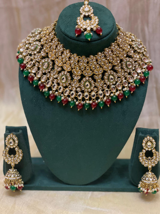 Royal Emerald Ruby Polki Choker Set-BR007(02)