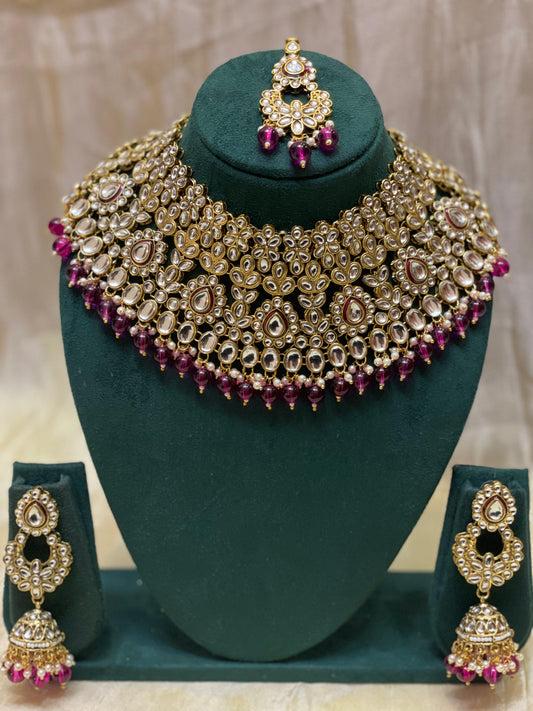 Majestic Magenta Polki Choker Set-BR007(03)