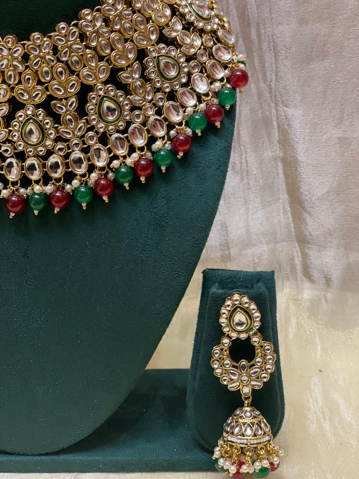 Royal Emerald Ruby Polki Choker Set-BR007(02)
