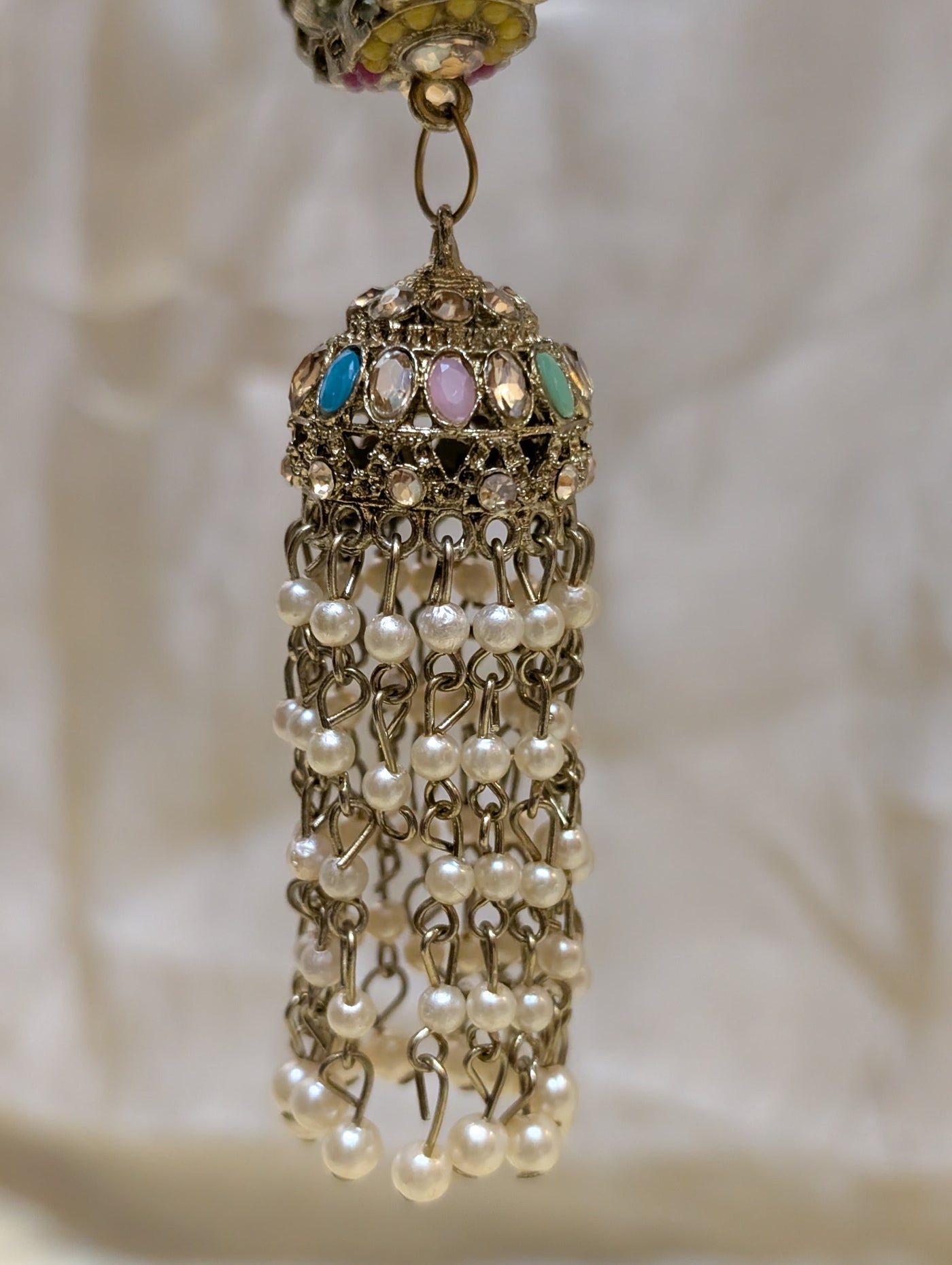 Multicolor Kundan Bangles with Pearl Tassels-B024