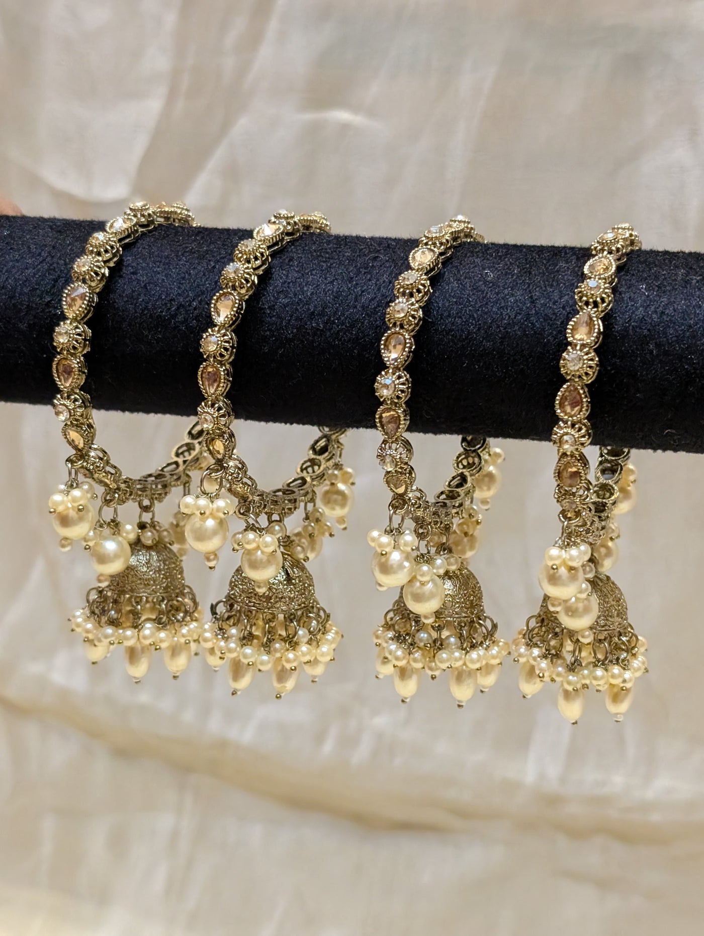 Pearl Drop Jhumka Bangles Set-B025(01)