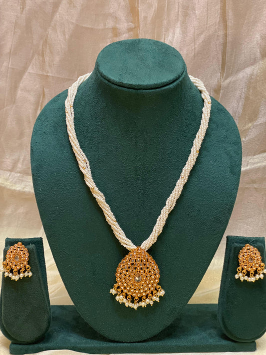Classic Kundan Pearl Drop Necklace-N19(04)