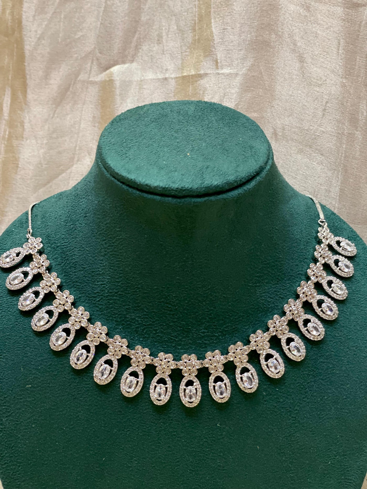 Silver Zircon Drop necklace-AD006