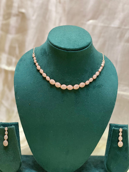 Rose Gold Crystal Ball Necklace-AD007