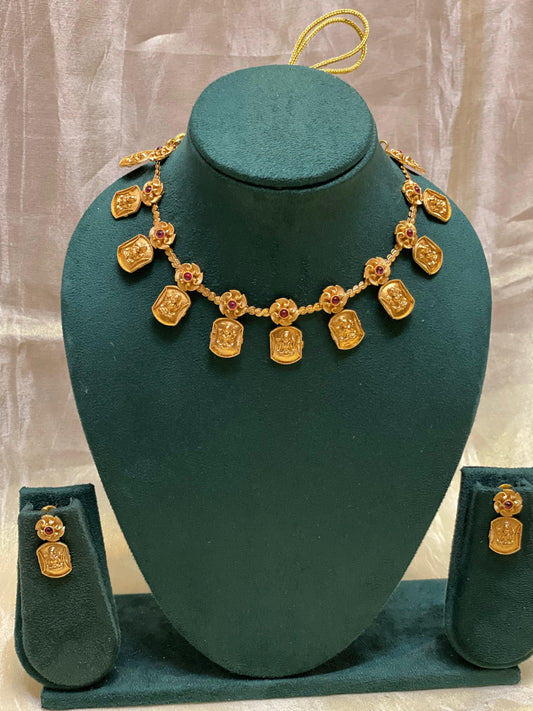 Lakshmi Coin Temple Necklace Set-CH016(02)