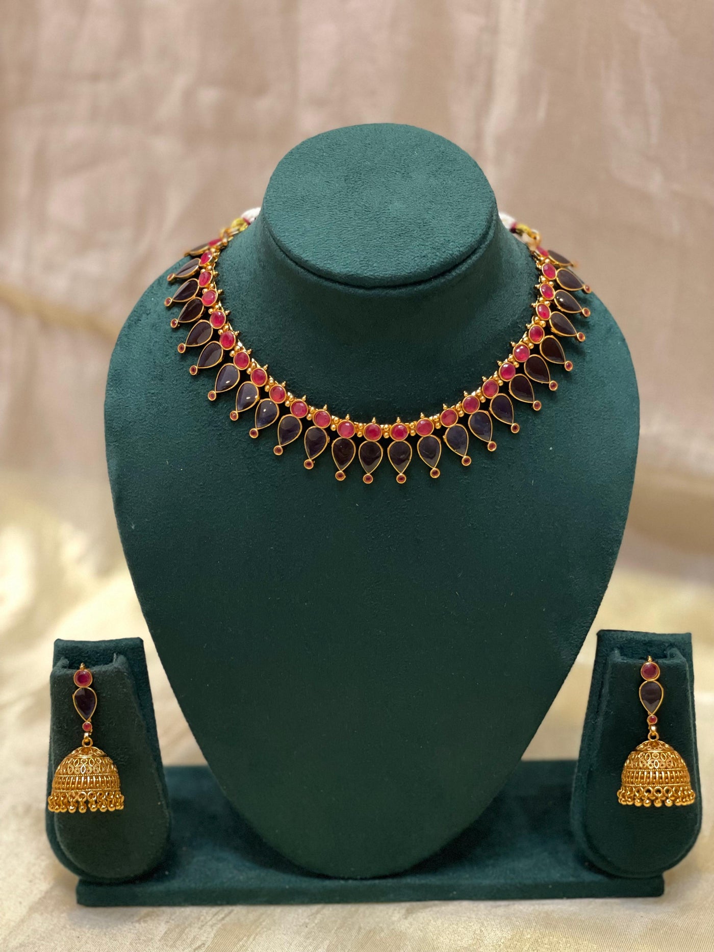 Navy Blue Drop Kundan Choker Set -CH017(02)