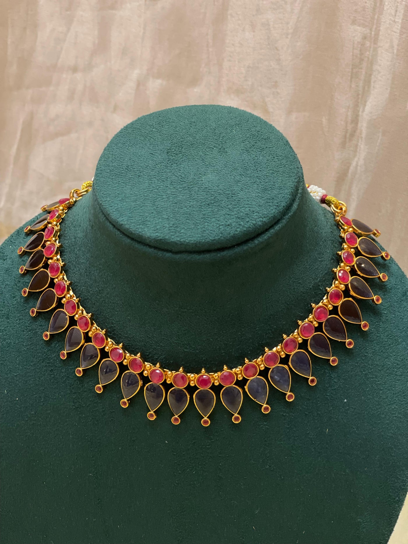 Navy Blue Drop Kundan Choker Set -CH017(02)
