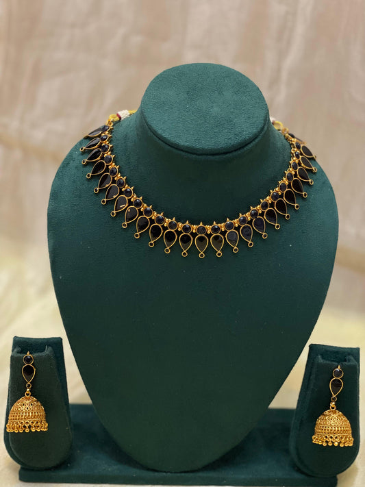 Black Drop Kundan Choker Set-CH017(01)