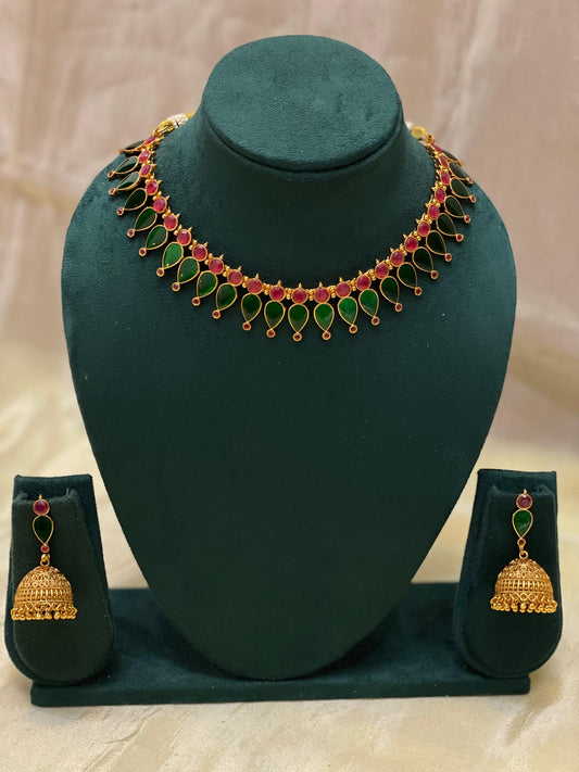 Green Drop Kundan Choker Set -CH017(03)
