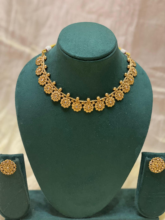 Golden Blossom Choker Set:CH018(02)