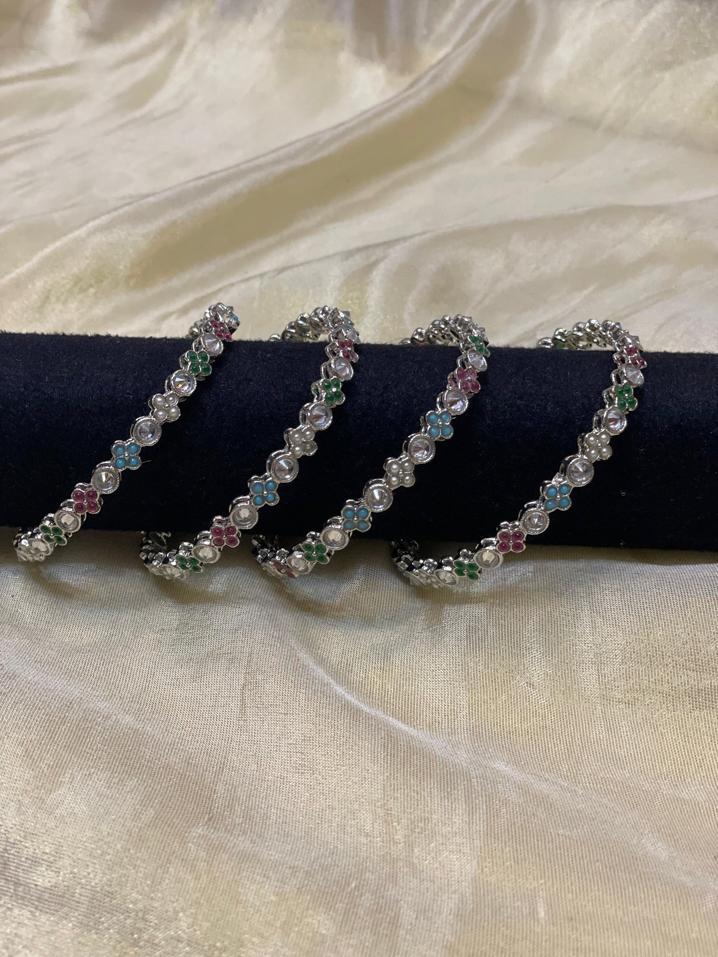 Floral Fantasy Multi-Stone Bangles-B014
