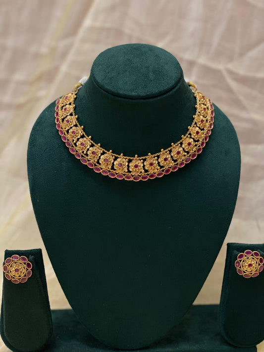 Antique Matte Gold Choker-CH021(01)
