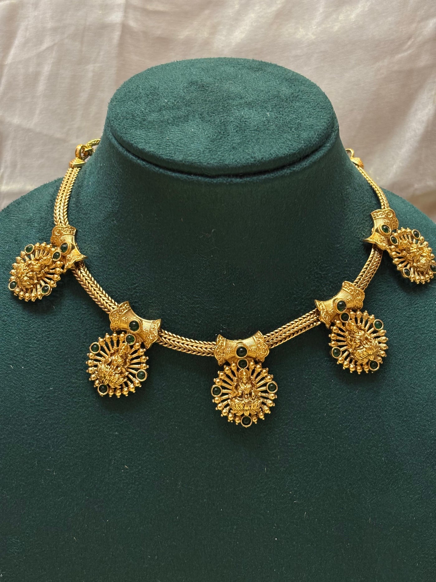 Lakshmi Devi Necklace with Green Accents-CH022(03)