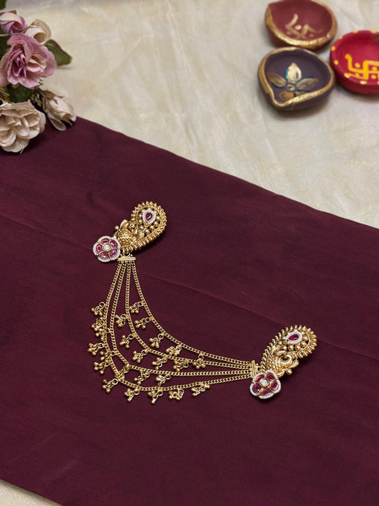 Peacock Motif Temple Hair Chain-H016(01)