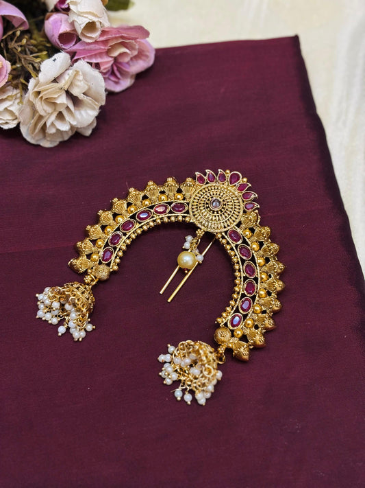 Sunburst Ruby Stone Hair Brooch-H014(01)