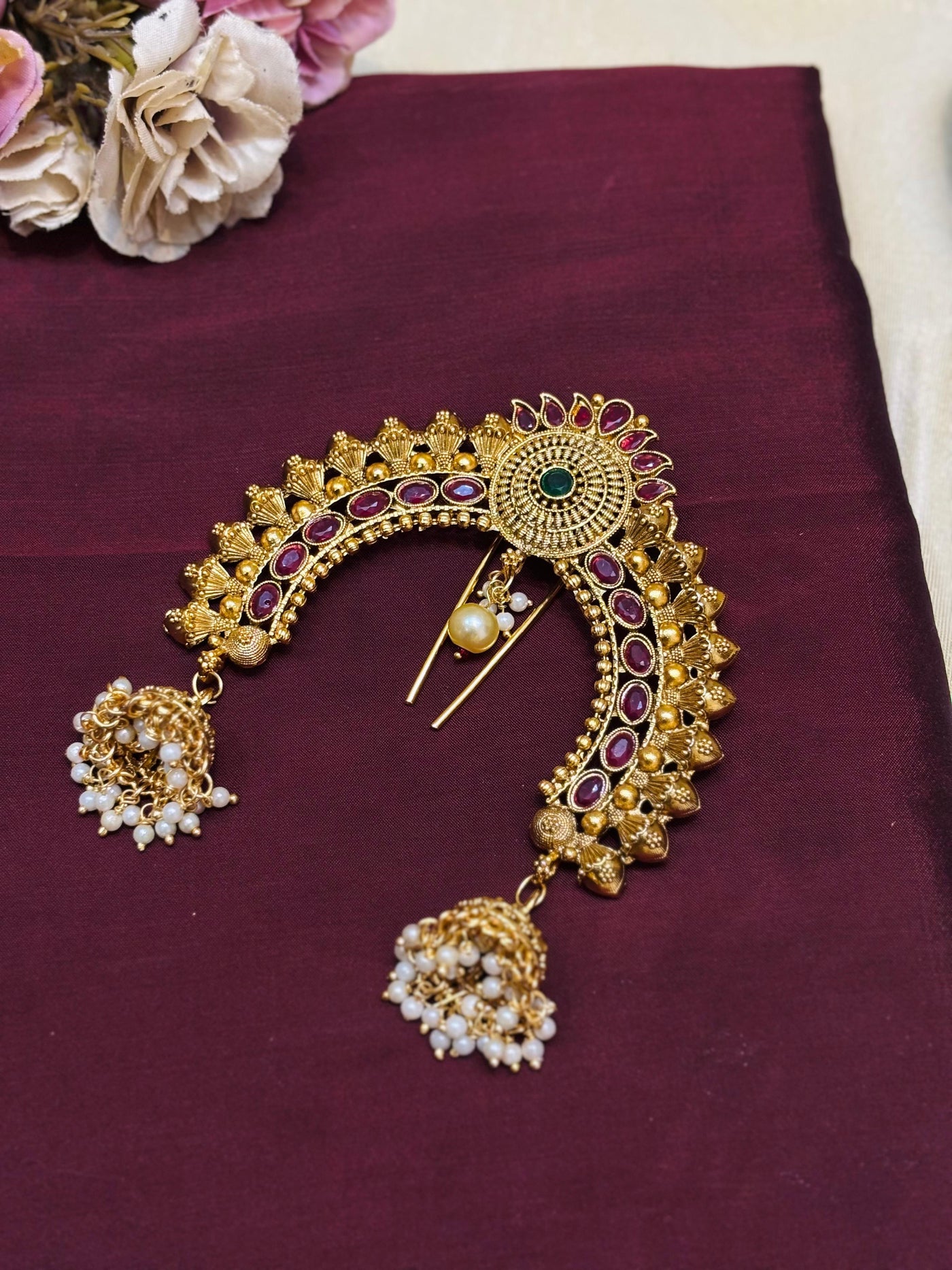 Ruby Radiance Hair Brooch-H014(02)