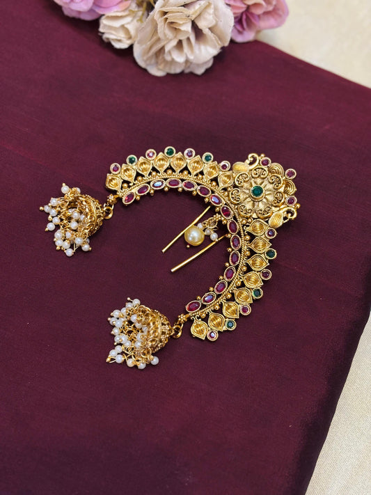 Multicolor Stone Floral Hair Brooch-H015(03)