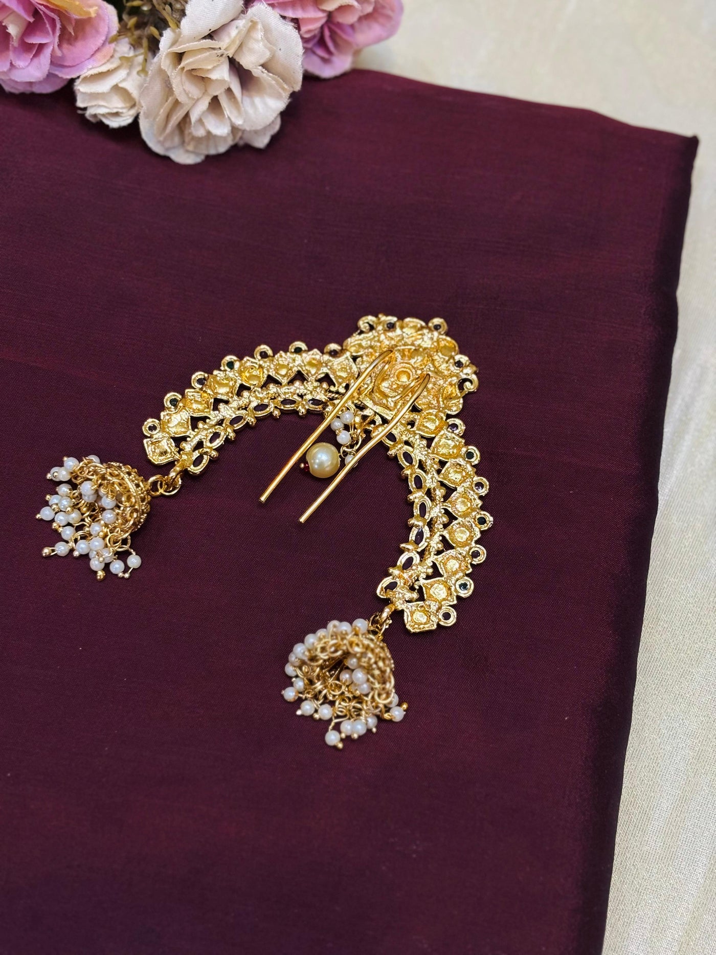 Multicolor Stone Floral Hair Brooch-H015(03)