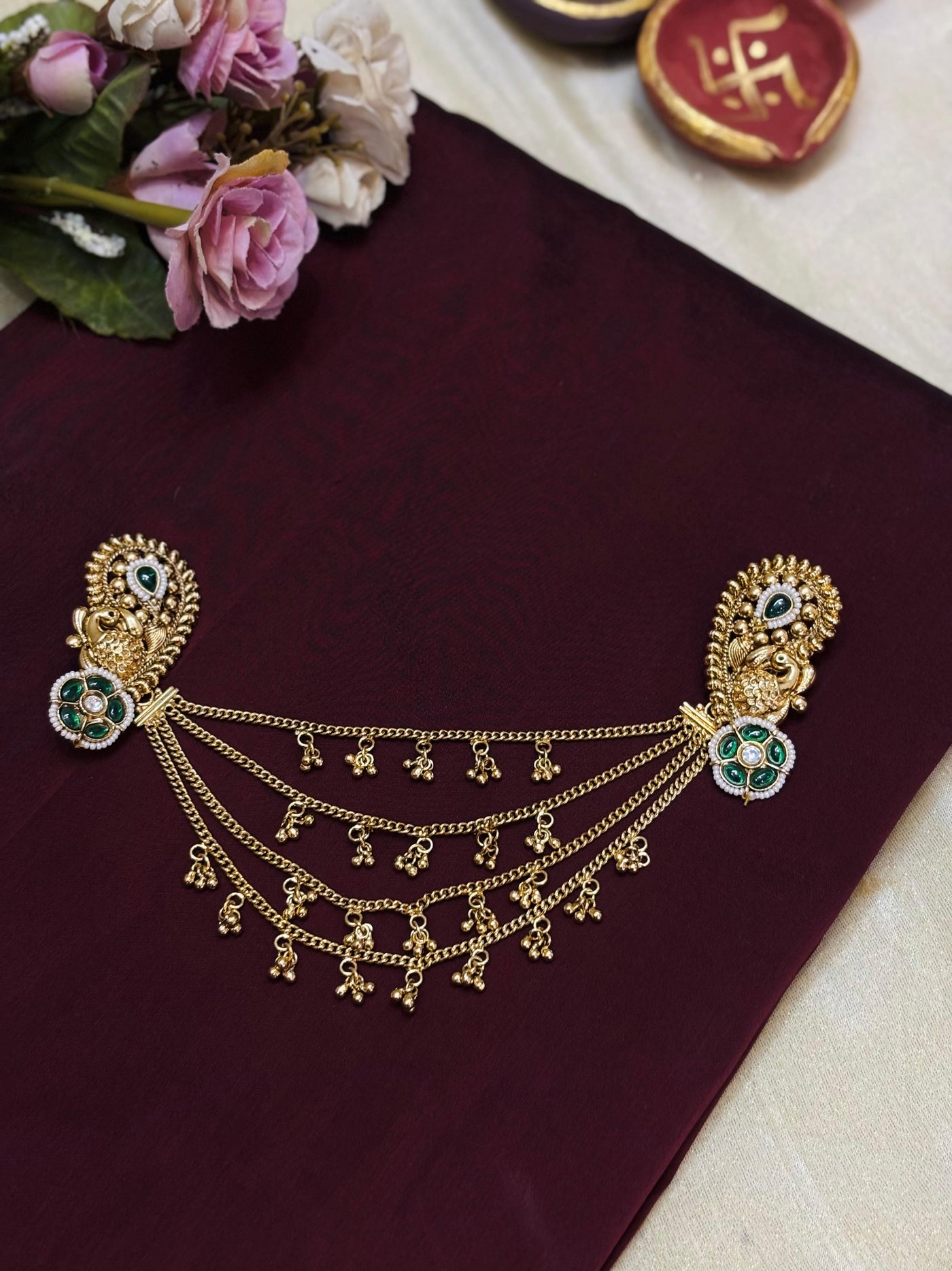 Temple Style Multi-Layer Hair Chain Brooch-H016(02)