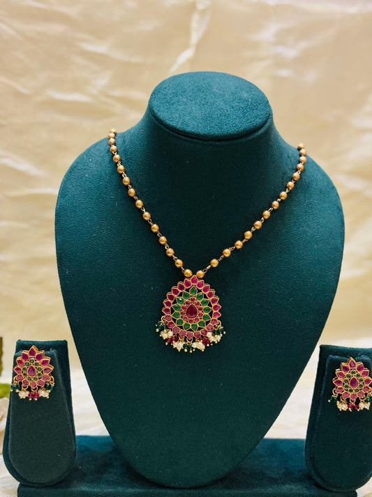 Lotus Bloom Pendant Set-N022