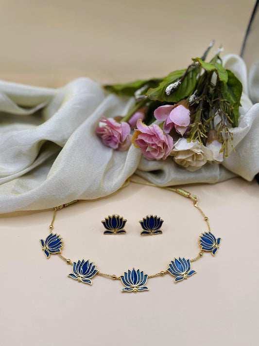 Blue Lotus Necklace set-L004