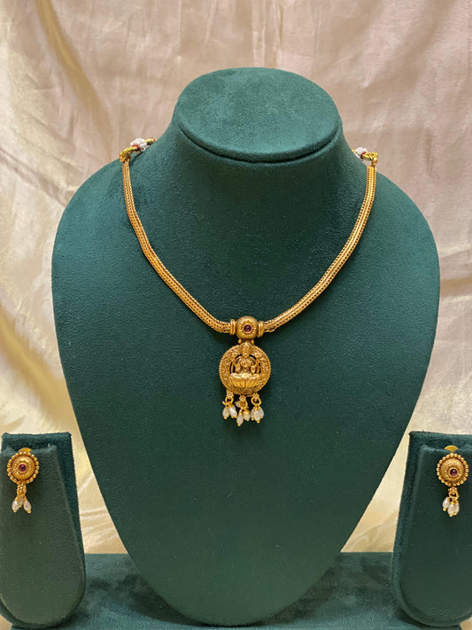 Ruby Temple Pendant Necklace Set-N013(02)