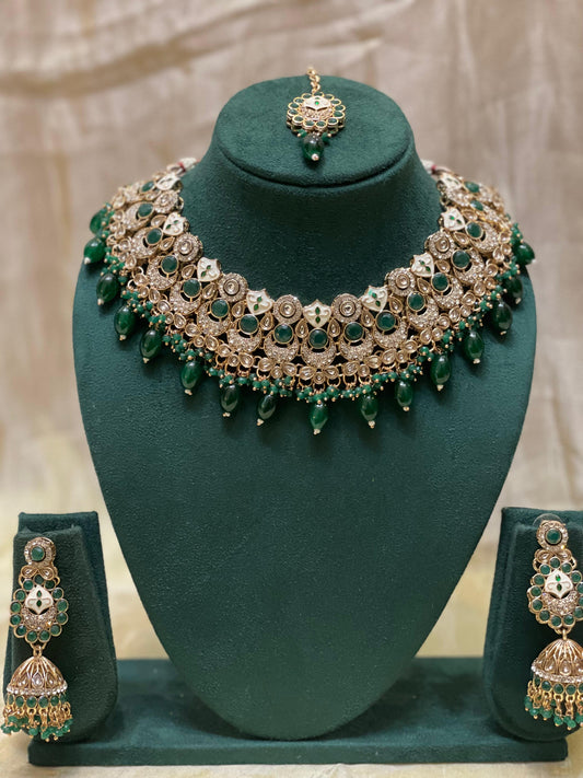 Emerald Elegance Kundan Choker Set-BR006(02)