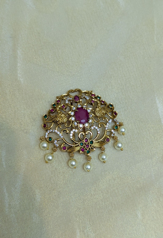 Royal Ruby Pearl Hair Brooch-H001