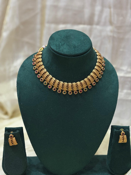 Antique Temple Inspired Broad Necklace-N009(02)
