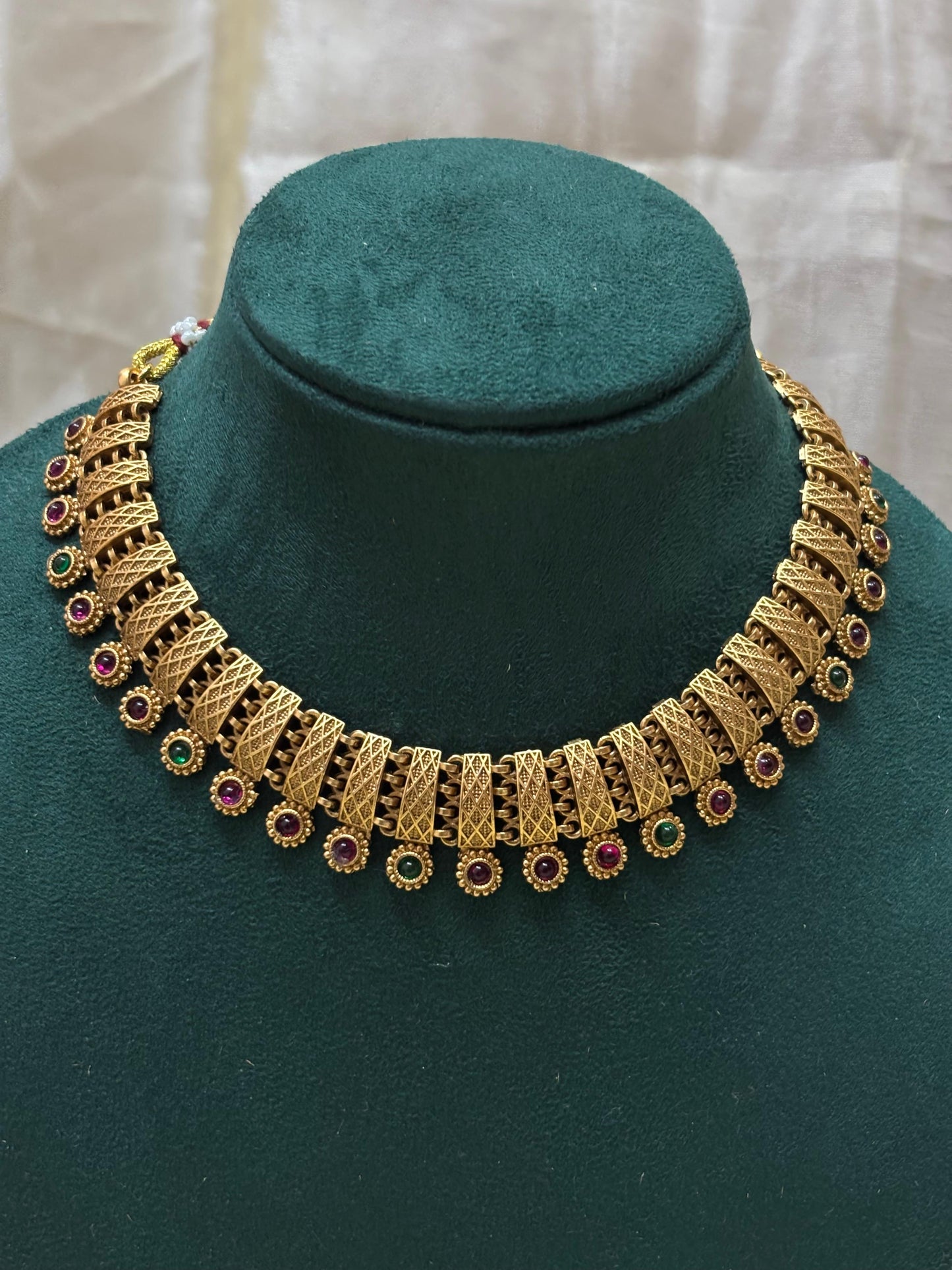 Antique Temple Inspired Broad Necklace-N009(02)