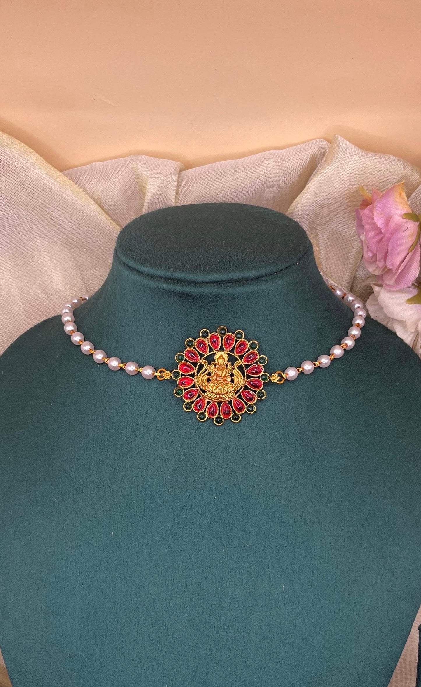Lakshmi Ruby and Emerald Pearl Choker - PC01