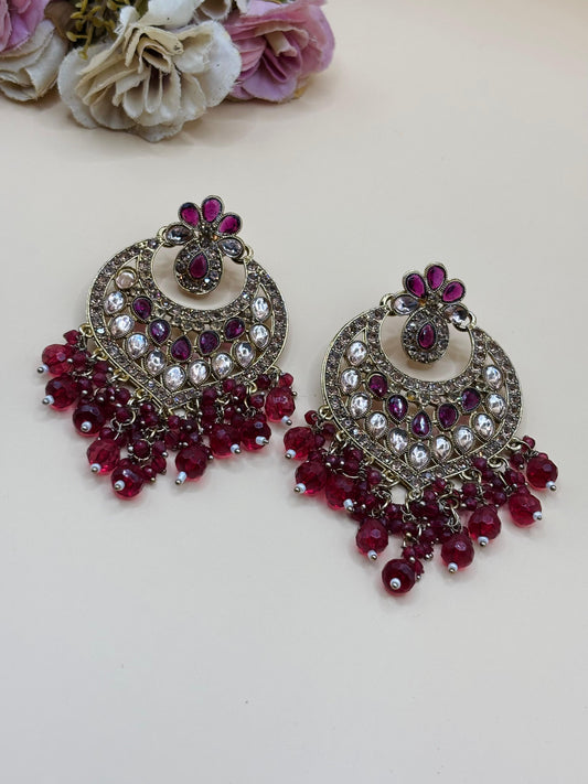 Ruby Red Kundan Earrings