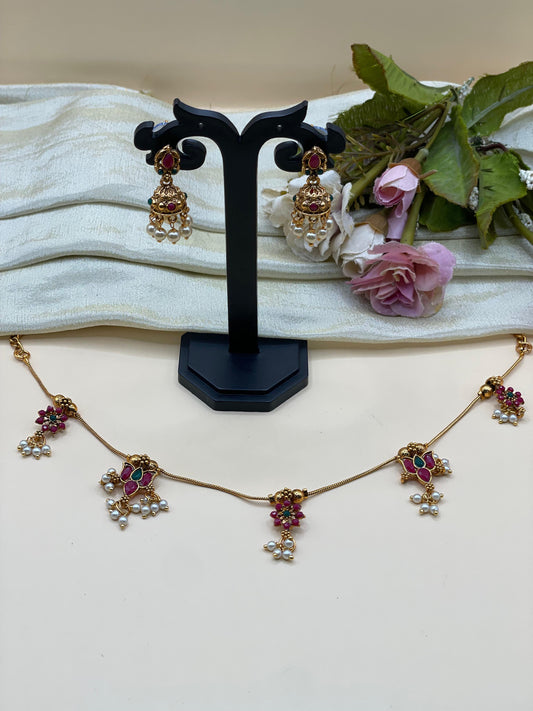 Ruby & Green Stone Necklace