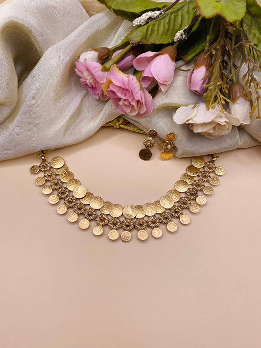 Lakshmi Coin Floral Choker-CH024