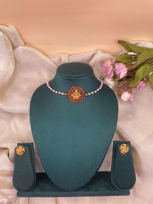 Lakshmi Ruby and Emerald Pearl Choker - PC01