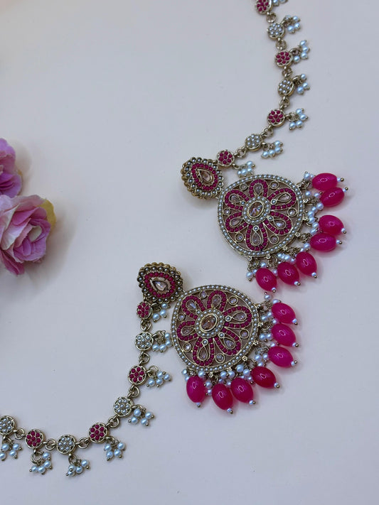 Pink Stone Kundan Earrings